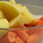 Patates et carottes en morceaux